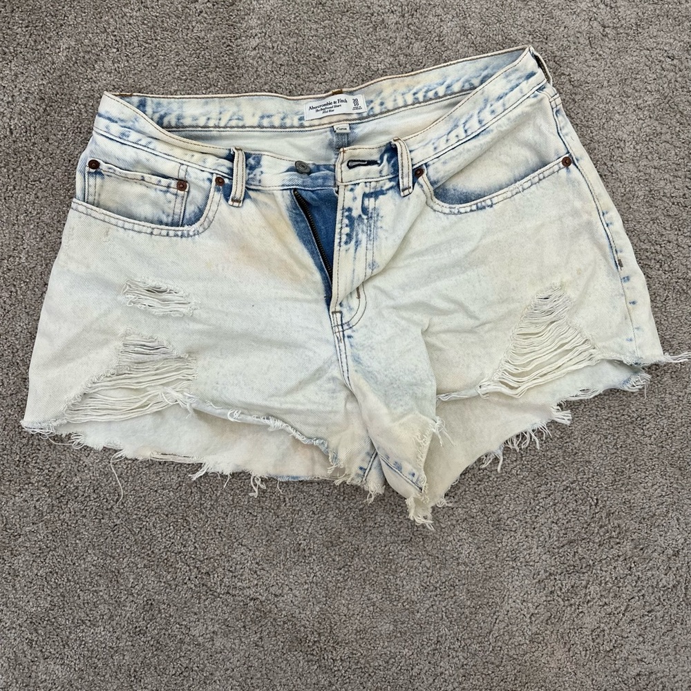 Abercrombie & Fitch Light Blue Distressed Denim Cutoff Shorts